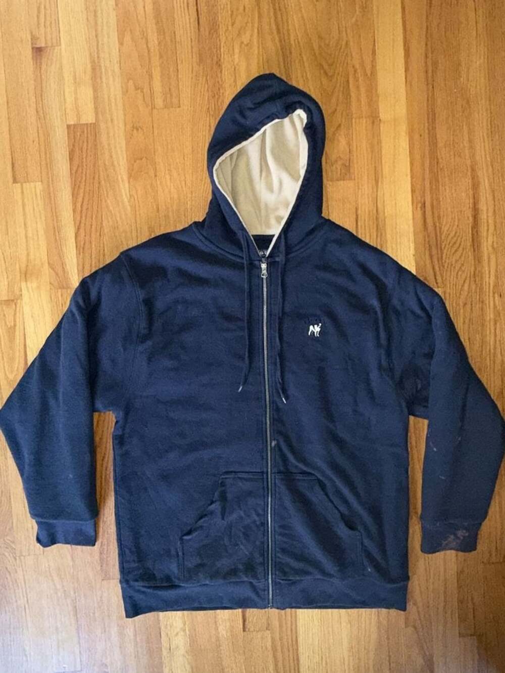 Vintage Big Dogs Full Zip Fleece Lined Hoodie Size 2X Navy Blue